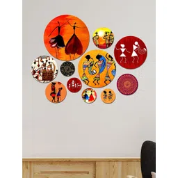 ArtVibes Set Of 11 Red Wooden Wall Decor-picture-38