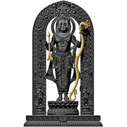 Artwork Creations Shree Ram Lalla Car Dashboard Murti in ayodhya mandir Ramlalla Temple Idol for Pooja Shree ramlalla ayodha murti Colour Black & Golden for Gift Office Temple Diwali Pooja - 6inch-picture-11