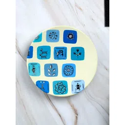 ARTYSTA BEAUTIFYING LIVES Blue & Cream Warli Square Wall Plate-picture-15