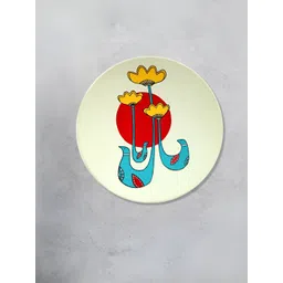 ARTYSTA BEAUTIFYING LIVES Off White Yellow & Red Bloom Wall Plate-picture-19