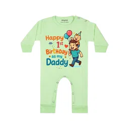 Arvesa Happy First Birthday As My Daddy Printed Bodysuit-picture-50