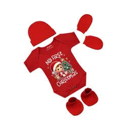Arvesa Infants My First Christmas Printed Bodysuit with Cap Booties Mitten-picture-20