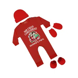 Arvesa Infants My First Christmas Printed Bodysuit with Cap Booties Mitten-picture-21