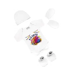 Arvesa Infants My First Holi Printed Bodysuit with Cap Booties Mitten-picture-26