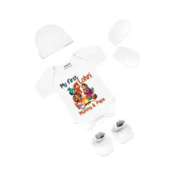 Arvesa Infants My First Lohri Printed Bodysuit with Cap Booties Mitten-picture-29