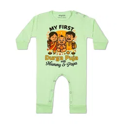 Arvesa Kids-Unisex Green Cotton Rompers-picture-16