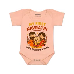 Arvesa Kids-Unisex Peach Cotton Rompers-picture-10