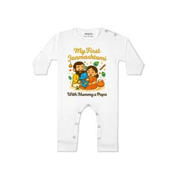 Arvesa Kids-Unisex White Cotton Rompers-picture-43