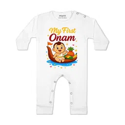 Arvesa Kids-Unisex White Cotton Rompers-picture-33