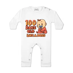 Arvesa Kids-Unisex White Cotton Rompers-picture-25