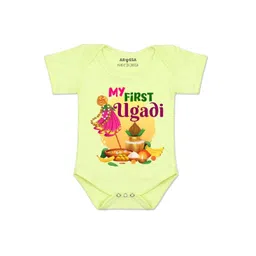 Arvesa Kids-Unisex Yellow Cotton Rompers-picture-24