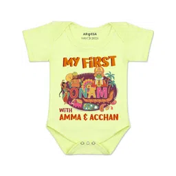 Arvesa Kids-Unisex Yellow Cotton Rompers-picture-18