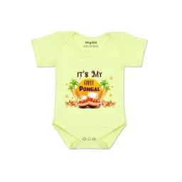 Arvesa Kids-Unisex Yellow Cotton Rompers-picture-29