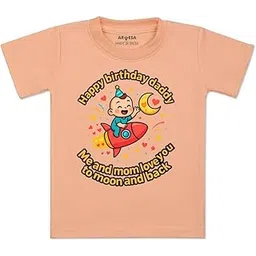 ARVESA Happy Birthday Daddy TS-1844 Dad Birthday Baby Tshirt for Kids Boys & Girls Half Sleeves Round Neck Clothes Tshirt for Kids Boys 1 Months to 6 Years Dress-picture-11