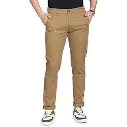 arvind Modern Slim Fit Smart Waist Solid Chinos-picture-28