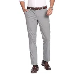 arvind Smart Waist Heathered Formal Trousers-picture-14