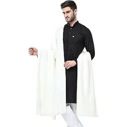 arvore Bunkaar Plain Woollen Men's Dhariwal Indian Lohi/Shawl with Jamawar Border-picture-23