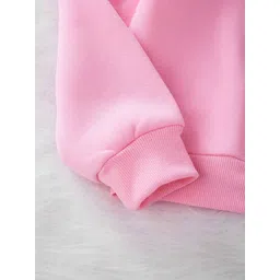 ARYA Kids Pink Fleece Printed Hooded Sweatshirt image 4