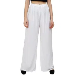 ARYANSH Shoppe Rayon Palazzo for Girls | Traditional Ethnic Wear Palazoo for Women Stylish Latest | Relaxed Fit Bottom Wear Casual Palazo for Woman & Girls Color, Size XXL,(White)-picture-20