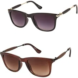 arzonai 2019 Latest UV Protected Unisex Wayfarer sunglasses for Men and Women Combo (Jet Black & Brown, Medium, Lens width-54) - Pack of 2-picture-10