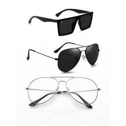 Arzonai Adult Pack Of 3 Clear Lens & Black Sunglasses-picture-17