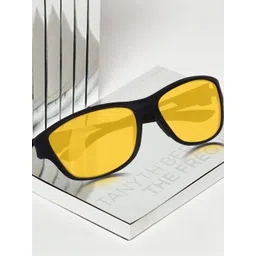 Arzonai Unisex Black And Yellow Frame Plastic Full Rim UV Protected Lens Casual Sunglasses-image-4