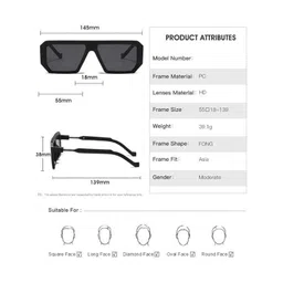 Arzonai Unisex Black Lens & Black Square Sunglasses With UV Protected Lens image 4