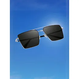 Arzonai Unisex Black Lens & Silver-Toned Square Sunglasses with UV Protected Lens-image-28