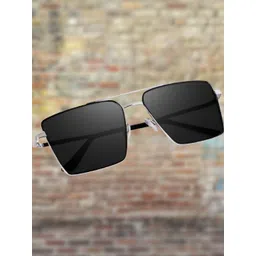 Arzonai Unisex Black Lens & Silver-Toned Sunglasses with UV Protected Lens-picture-26