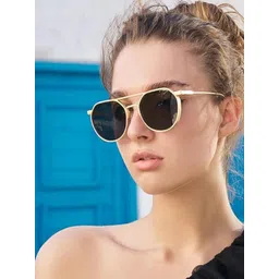 Arzonai Unisex Black UV Protected Lens Metal Sunglasses-picture-13