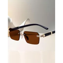 Arzonai Unisex Brown UV Protected Lens Metal Sunglasses-picture-17