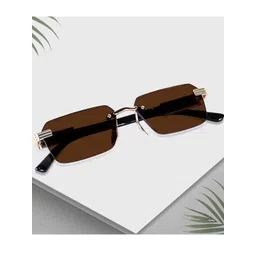 Arzonai Unisex Brown UV Protected Lens Metal Sunglasses-picture-30