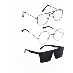 Arzonai Unisex Clear Lens & Black Sunglasses with-picture-40