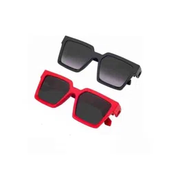 Arzonai Unisex Pack Of 2 Black Lens & Black Square Sunglasses with UV Protected Lens-picture-14