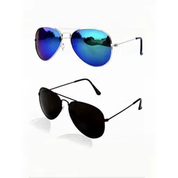 Arzonai Unisex Pack of 2 Black Lens & Black Sunglasses with UV Protected Lens-picture-24