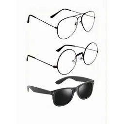 Arzonai Unisex Pack of 3 Clear Lens & Black Round with UV Protected Lens-picture-37