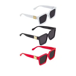 Arzonai Unisex Pack Of 3 Clear Lens & Black Square Sunglasses with UV Protected Lens-picture-40