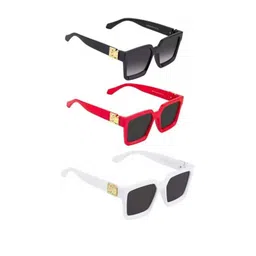 Arzonai Unisex Pack Of 3 Clear Lens & Black Square Sunglasses with UV Protected Lens-picture-31