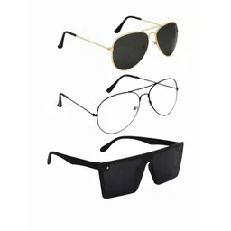 Arzonai Unisex Pack of 3 Clear Lens & Black Sunglasses with UV Protected Lens-picture-22