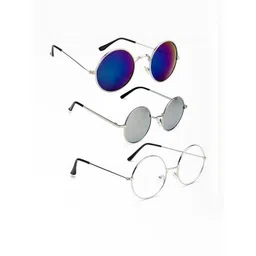 Arzonai Unisex Pack of 3 Clear Lens & Silver-Toned Other Sunglasses with image 1