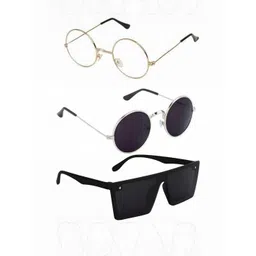 Arzonai Unisex Pack Of 3 Clear Lens & Silver-Toned Round Sunglasses with UV Protected Lens-picture-12