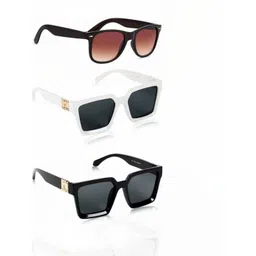 Arzonai Unisex Set of 3 Rectangle Sunglasses with UV Protected Lens-picture-26