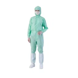 AS ONE Foreign Matter Contamination Measures Coverall Clothes AS1402 S Size Green-image-25