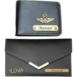 as store Customized Name Wallet for Couples Gift Set Combo with Personalized 12 Font Name and 38 Charm Gift for Your Loved Once - Black-picture-22