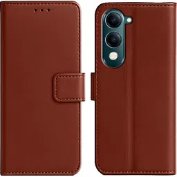 ascensify Back Cover for Vivo Y19 5G Premium PU Leather Flip Cover with Card Slots & Stand Feature-picture-11
