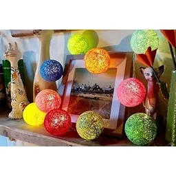 ascension 14 Balls 3.5meter Home Decoration Light Thai Color Rattan Ball String Lights Series Festival Diwali Chritmas New Year Party Light Navratri Lights (Multicolour, AC Powered)-picture-10