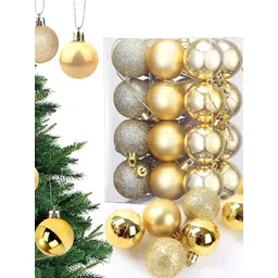 Ascension 24-Pcs Gold Textured Hanging Balls Tree Ornaments Xmas Festive Decor-picture-11