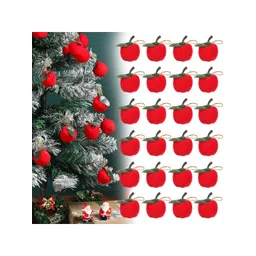 Ascension 24-Pcs Red Christmas Velvet Apples Festive Decor-picture-23