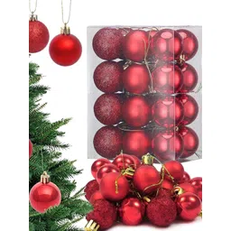 Ascension 24-Pcs Red Textured Christmas Tree Decoration Balls Ornaments Festive Decor-picture-14
