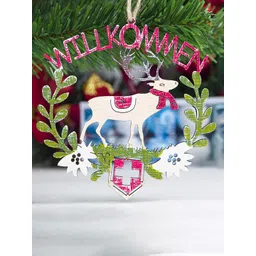 Ascension Beige & Green Christmas Tree Hanging Festive Decor image 1